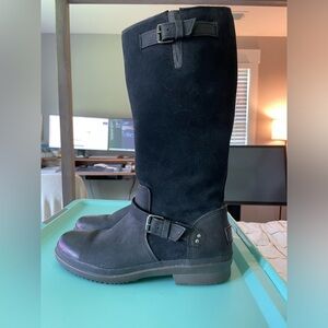 UGG THOMSEN 1005268 Waterproof Riding Boots Leather Suede Black 8.5